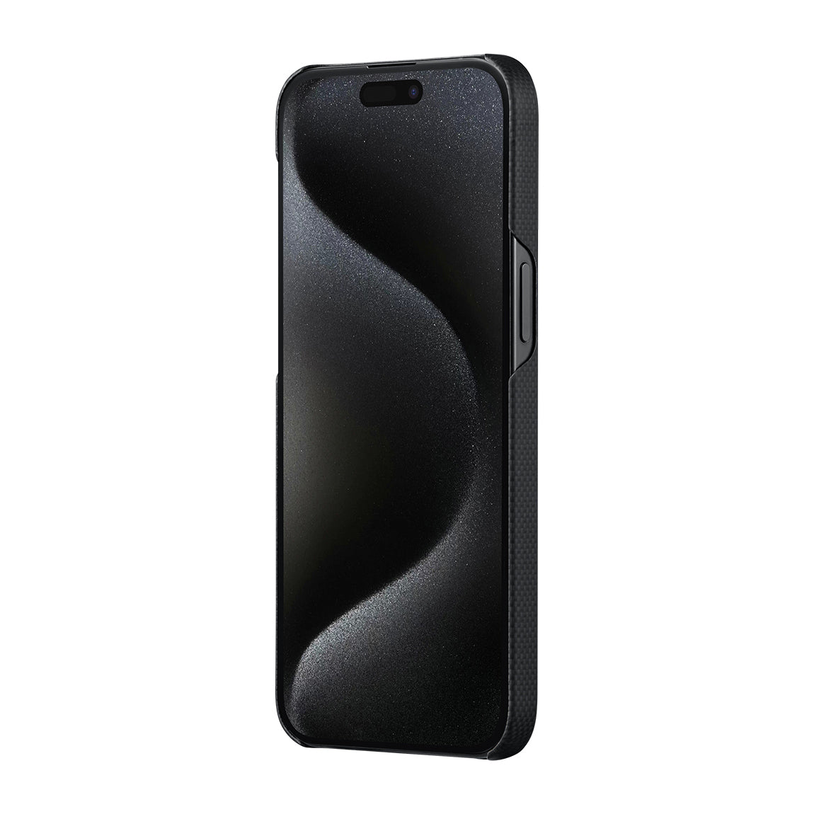 iPhone 15 Pro Kılıf Magsafe Şarj Özellikli Aramid Fiber Pitaka Tactile Woven Break The Line Kılıf Siyah