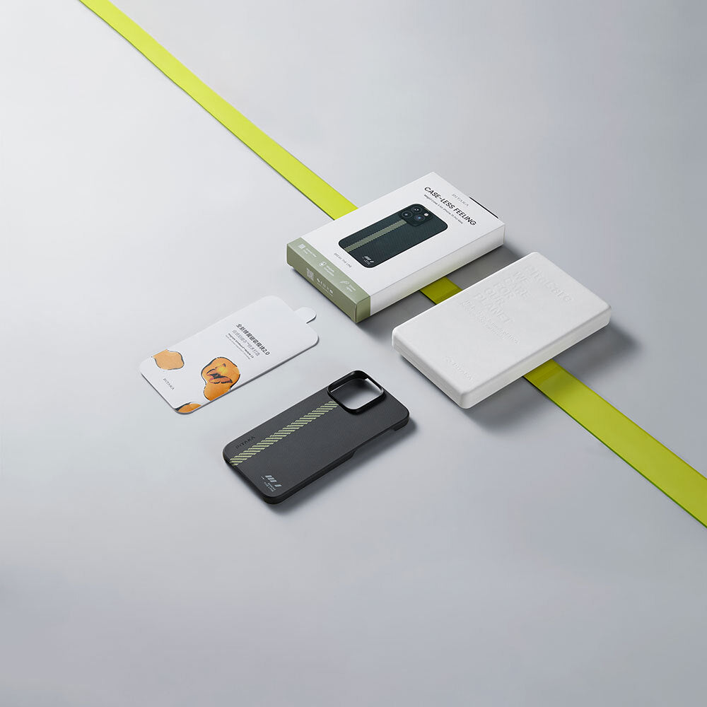 iPhone 15 Pro Kılıf Magsafe Şarj Özellikli Aramid Fiber Pitaka Tactile Woven Break The Line Kılıf Siyah