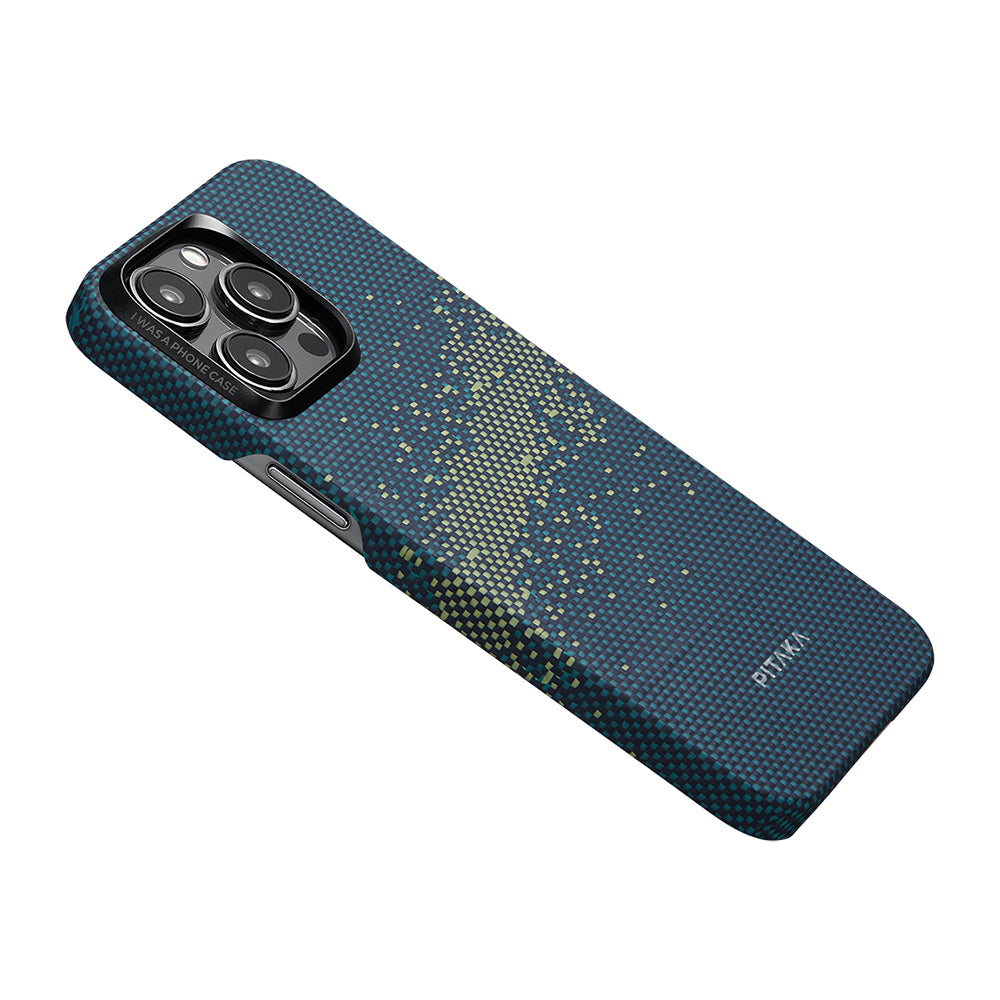 iPhone 15 Pro Kılıf Magsafe Şarj Özellikli Aramid Fiber Pitaka Tactile Woven Starpeak Serisi Milky Way Galaxy Kılıf Mavi