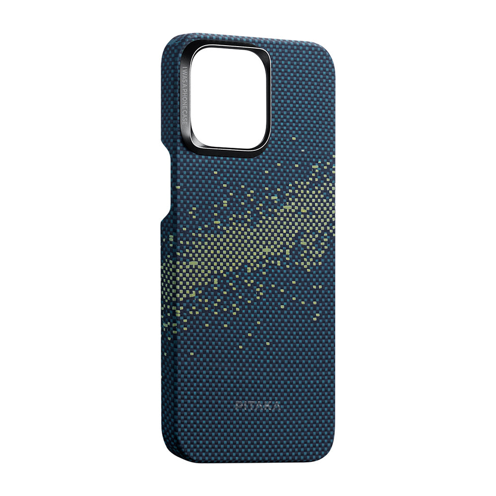 iPhone 15 Pro Kılıf Magsafe Şarj Özellikli Aramid Fiber Pitaka Tactile Woven Starpeak Serisi Milky Way Galaxy Kılıf Mavi