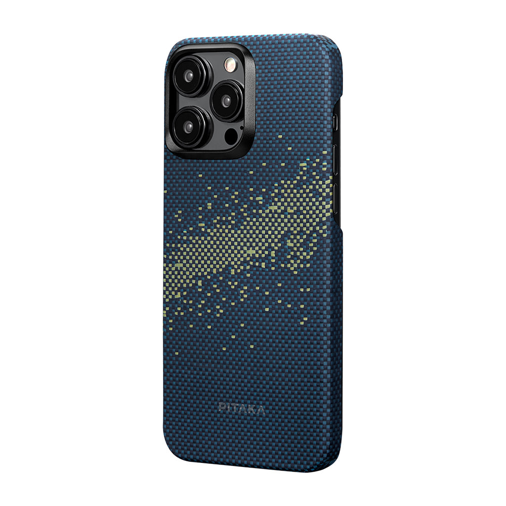 iPhone 15 Pro Kılıf Magsafe Şarj Özellikli Aramid Fiber Pitaka Tactile Woven Starpeak Serisi Milky Way Galaxy Kılıf Mavi