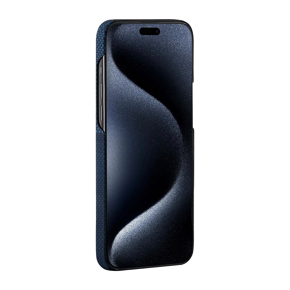 iPhone 15 Pro Kılıf Magsafe Şarj Özellikli Aramid Fiber Pitaka Tactile Woven Starpeak Serisi Milky Way Galaxy Kılıf Mavi
