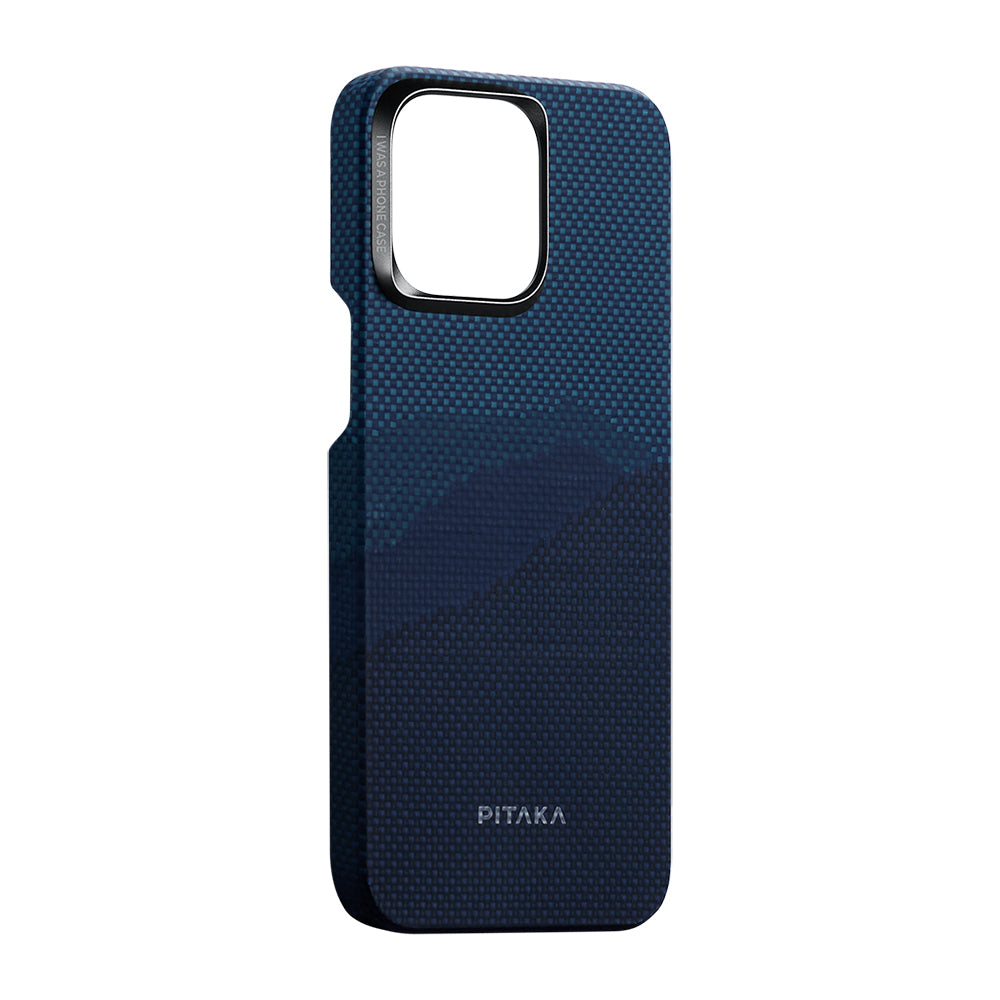 iPhone 15 Pro Kılıf Magsafe Şarj Özellikli Aramid Fiber Pitaka Tactile Woven Starpeak Serisi Over The Horizon Kılıf Mavi