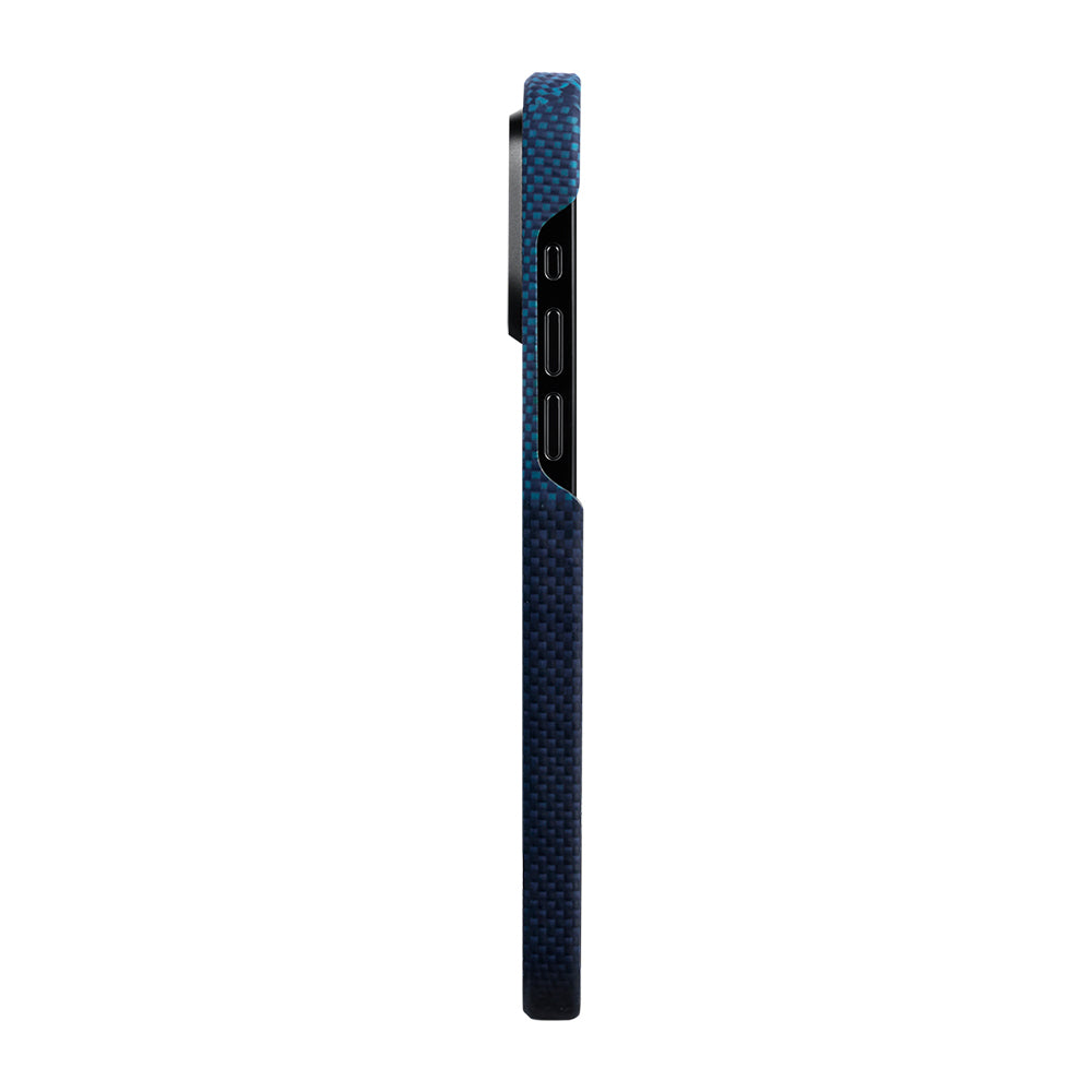 iPhone 15 Pro Kılıf Magsafe Şarj Özellikli Aramid Fiber Pitaka Tactile Woven Starpeak Serisi Over The Horizon Kılıf Mavi