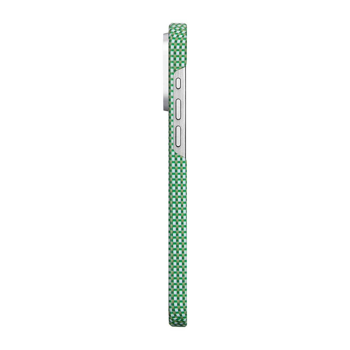 iPhone 15 Pro Kılıf Magsafe Şarj Özellikli Awa Tasarımlı 1500D Aramid Fiber Pitaka Ultra-Slim Classic Serisi Forest Kılıf Yeşil