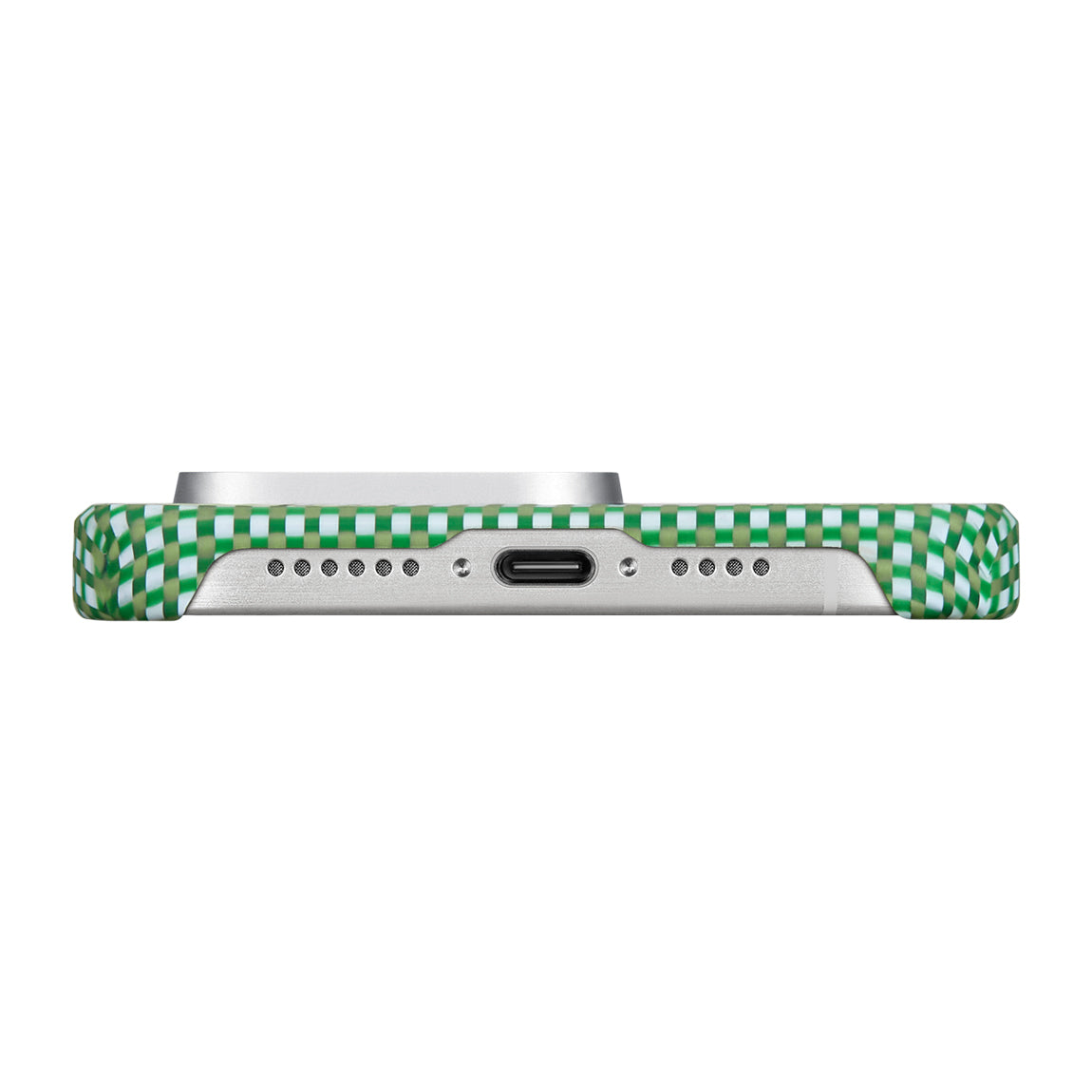 iPhone 15 Pro Kılıf Magsafe Şarj Özellikli Awa Tasarımlı 1500D Aramid Fiber Pitaka Ultra-Slim Classic Serisi Forest Kılıf Yeşil