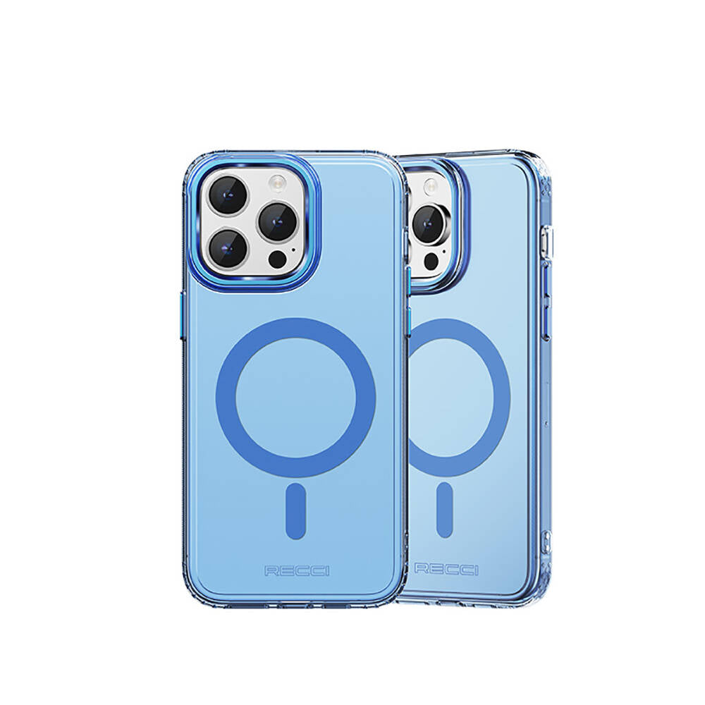 iPhone 15 Pro Kılıf Magsafe Şarj Özellikli Saydam Arka Yüzey Recci Crystal Color Serisi Kılıf Siyah