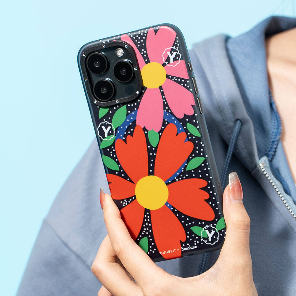 iPhone 15 Pro Kılıf Magsafe Şarj Özellikli Sunshine Tasarımlı Youngkit Colorful Serisi Kılıf Kırmızı