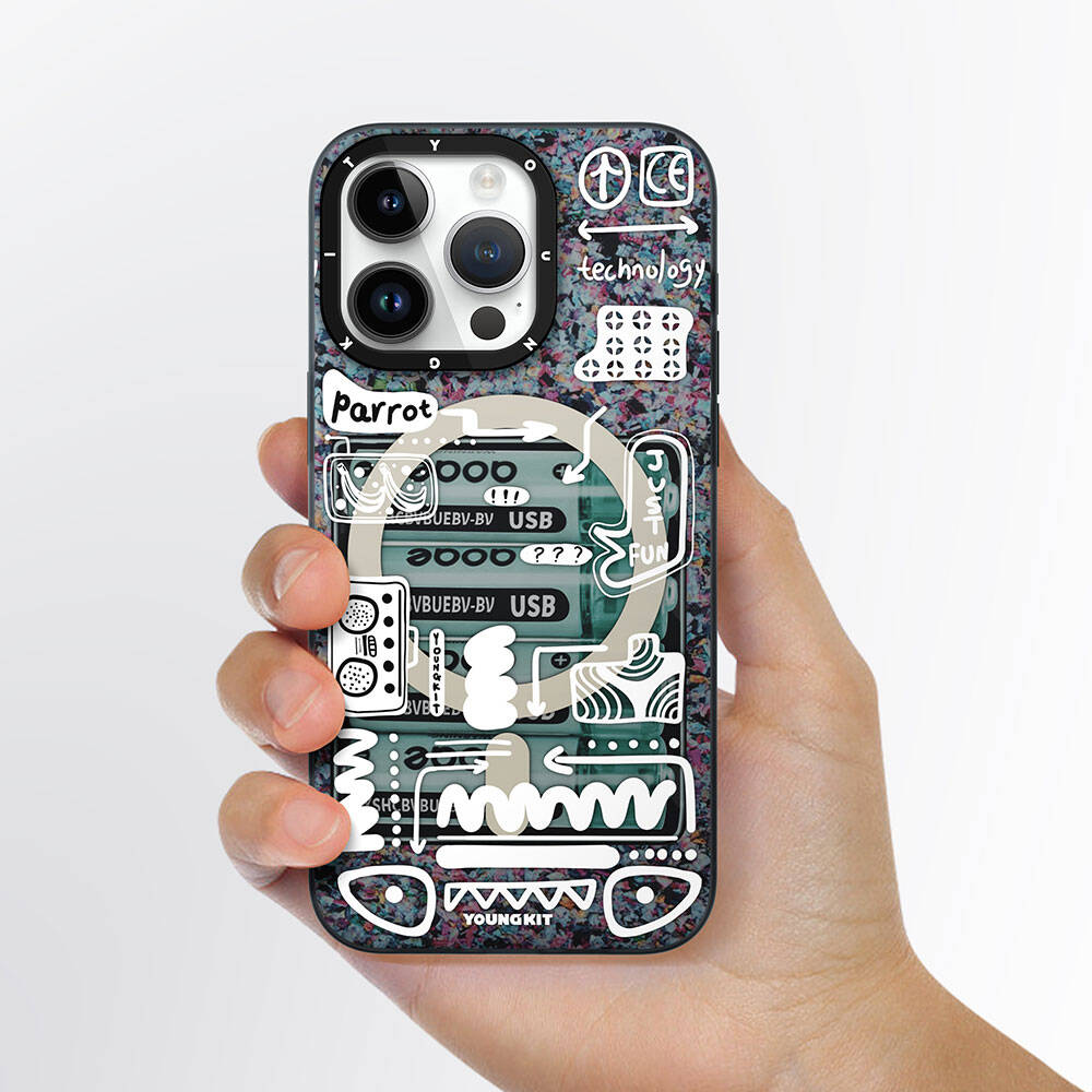 iPhone 15 Pro Kılıf Magsafe Şarj Özellikli Youngkit Dark Matter Serisi Kılıf Pembe