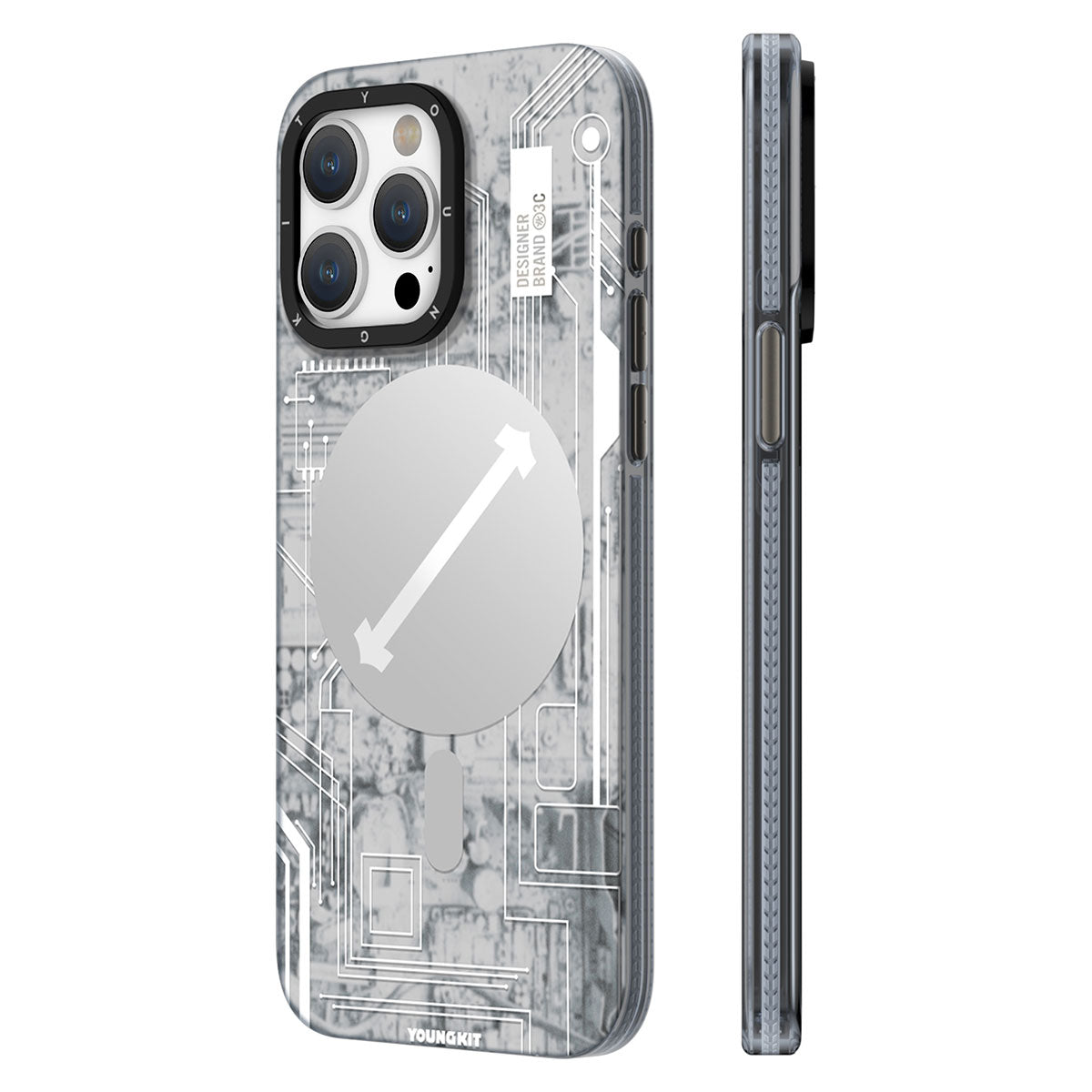 iPhone 15 Pro Kılıf Magsafe Şarj Özellikli YoungKit Technology Serisi Kılıf Beyaz