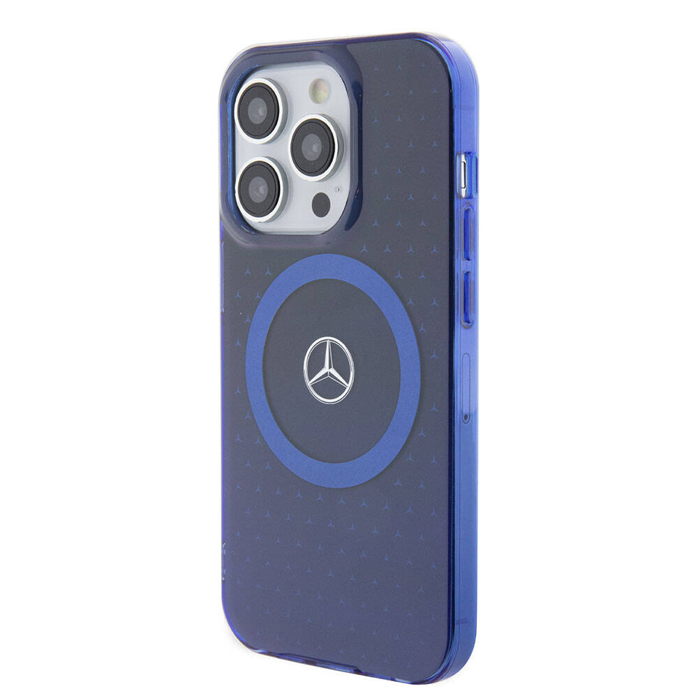 iPhone 15 Pro Kılıf Mercedes Benz Orjinal Lisanslı Magsafe Şarj Özellikli Çift Katmanlı Mavi Yıldız Desenli Kılıf Mavi