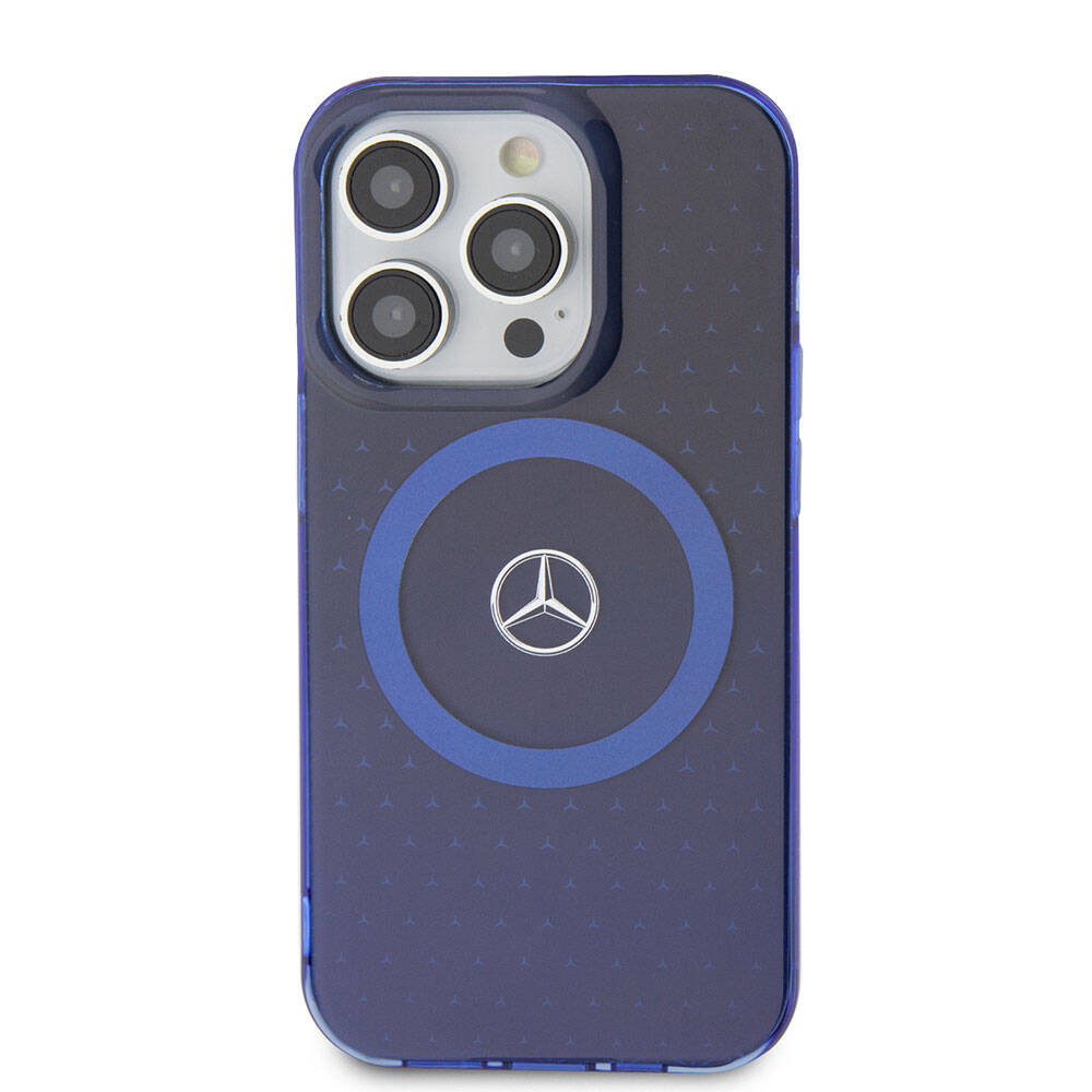 iPhone 15 Pro Kılıf Mercedes Benz Orjinal Lisanslı Magsafe Şarj Özellikli Çift Katmanlı Mavi Yıldız Desenli Kılıf Mavi