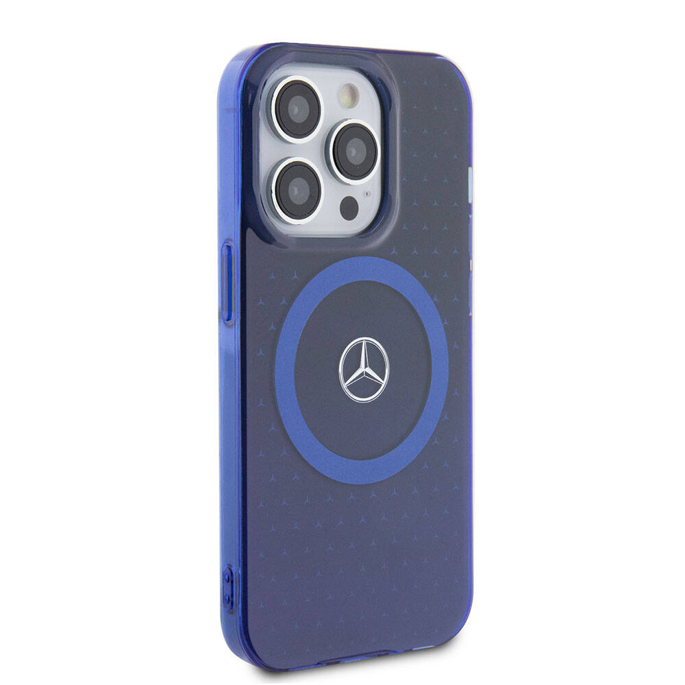iPhone 15 Pro Kılıf Mercedes Benz Orjinal Lisanslı Magsafe Şarj Özellikli Çift Katmanlı Mavi Yıldız Desenli Kılıf Mavi