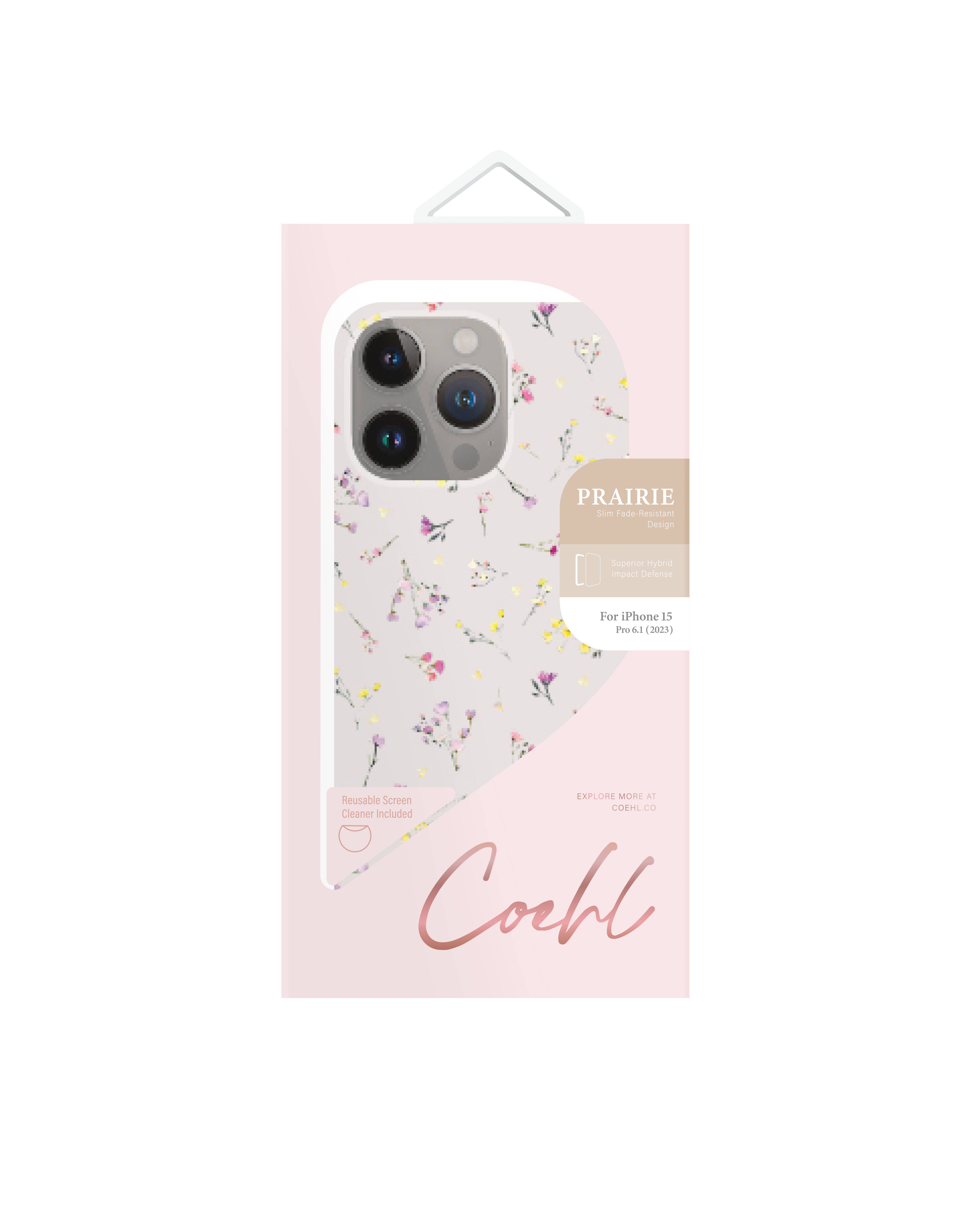 iPhone 15 Pro Kılıf Mini Çayır Çiçekleri Desenli Coehl Prairie Kılıf Lacivert