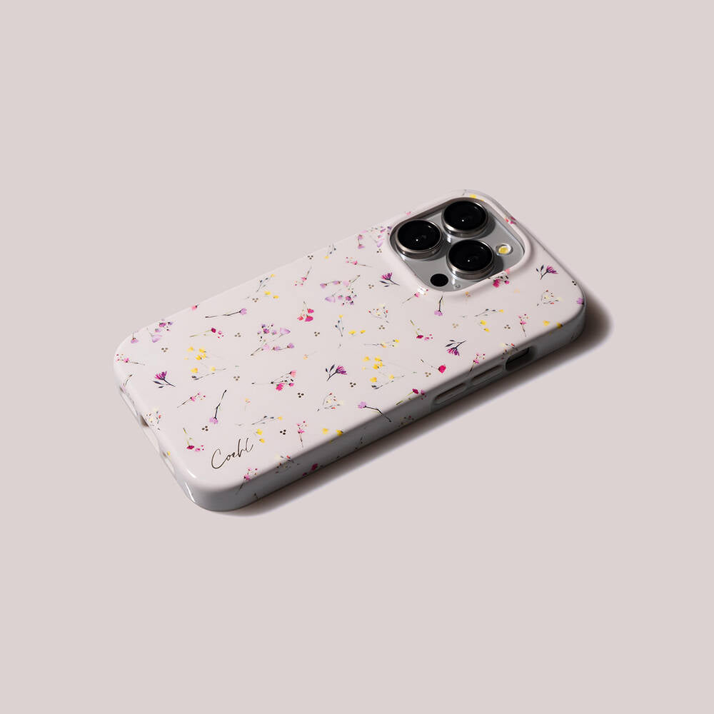 iPhone 15 Pro Kılıf Mini Çayır Çiçekleri Desenli Coehl Prairie Kılıf Lacivert