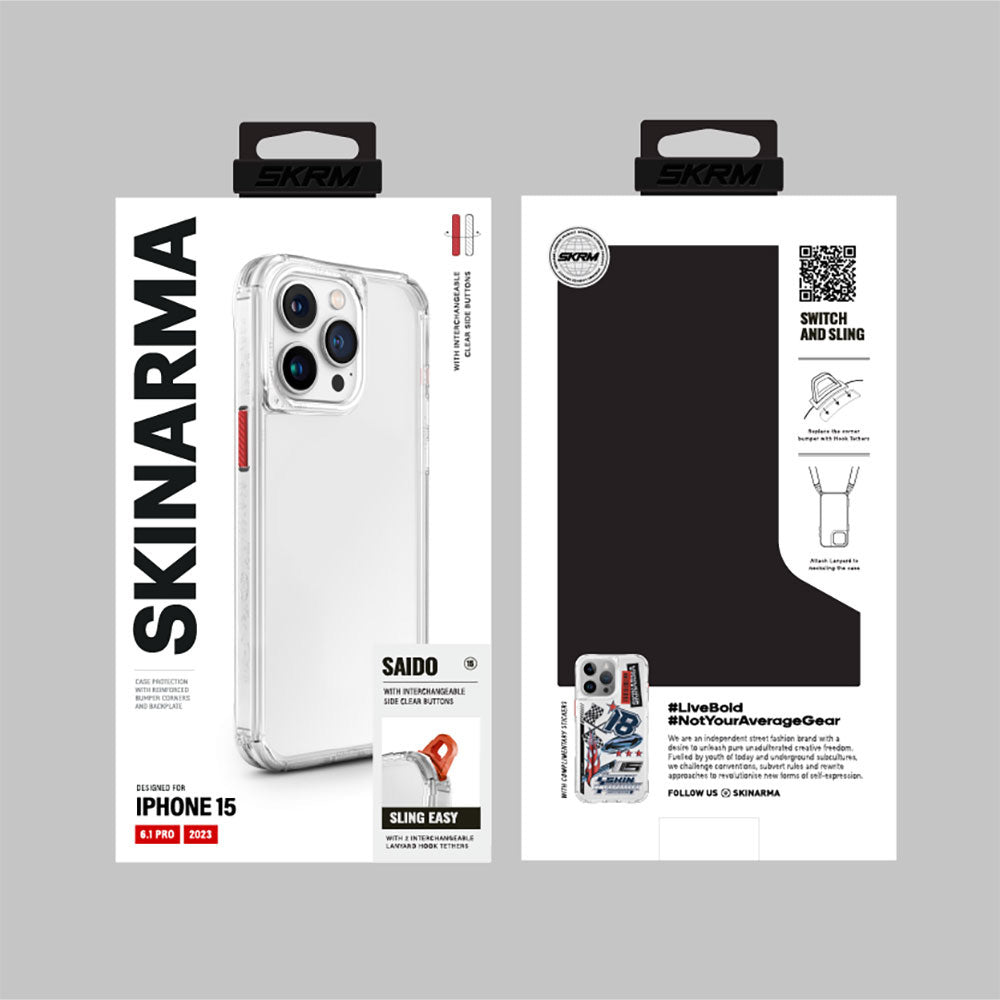 iPhone 15 Pro Kılıf SkinArma Şeffaf Airbag Tasarımlı Saido Kılıf Renksiz