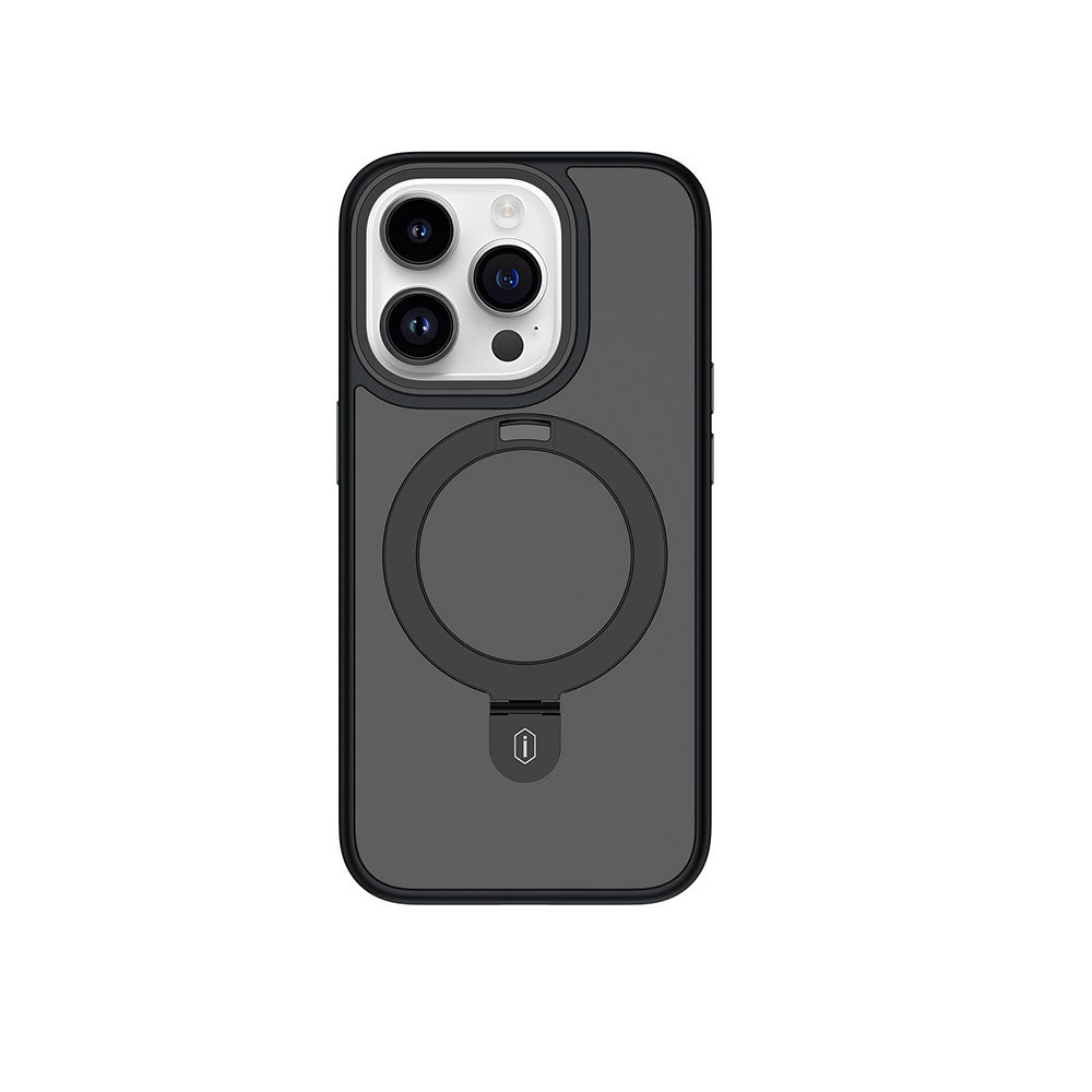 iPhone 15 Pro Max Kılıf Wiwu ZMM-010 Magsafe Şarj Özellikli Mat Arka Yüzey Standlı Kılıf Mavi