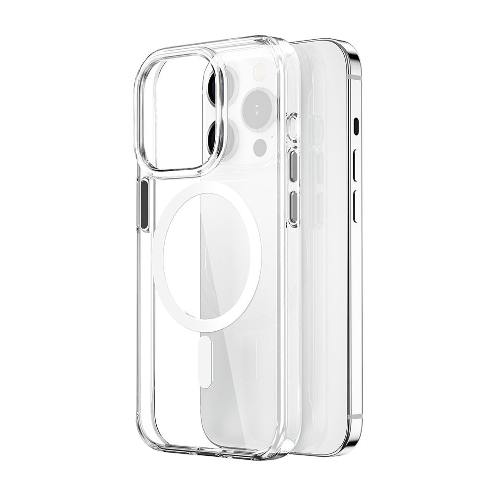 iPhone 15 Pro Kılıf Wiwu ZYS-013 Magsafe Şarj Özellikli Renkli Kamera Çerçeveli Şeffaf Jelly Kılıf Beyaz