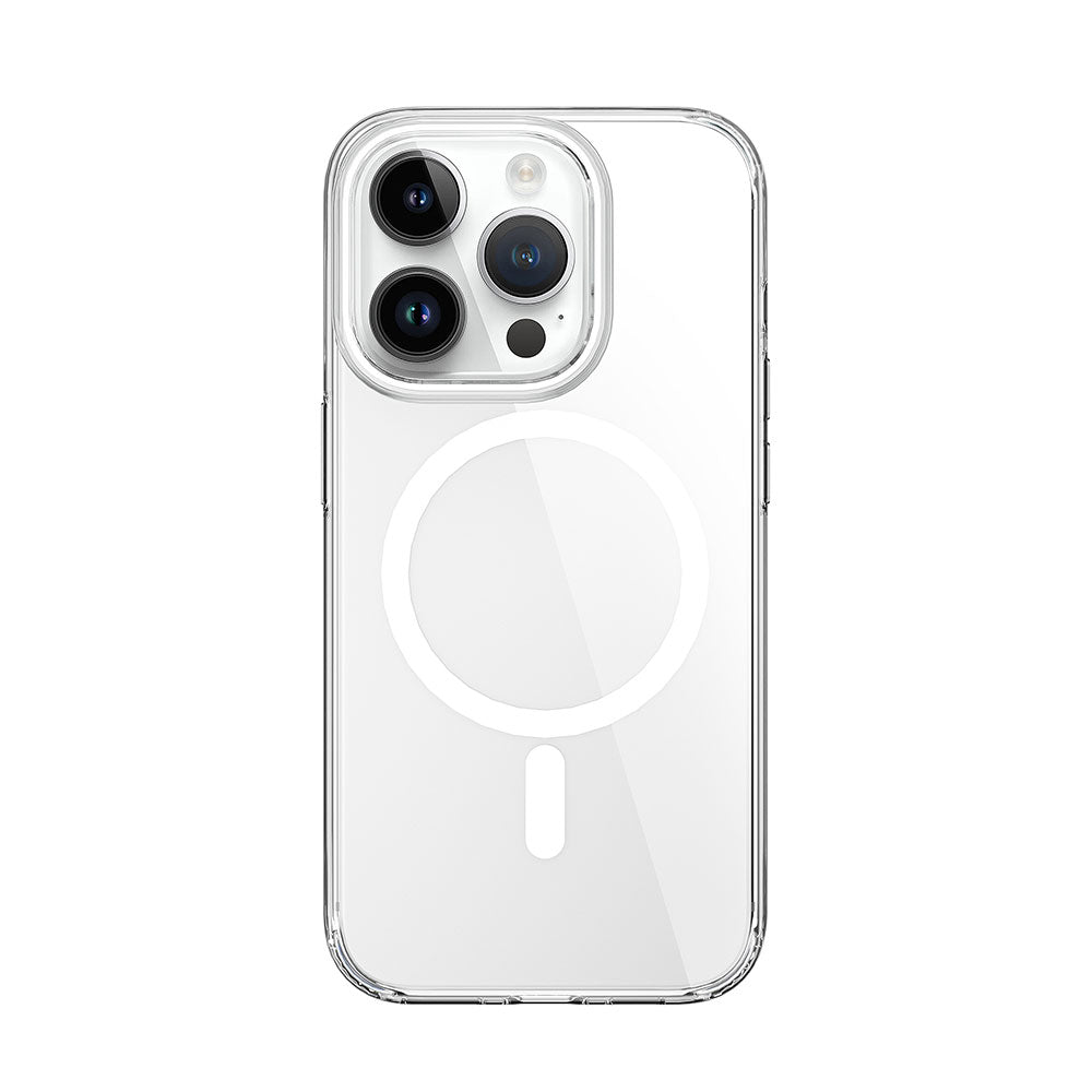 iPhone 15 Pro Kılıf Wiwu ZYS-013 Magsafe Şarj Özellikli Renkli Kamera Çerçeveli Şeffaf Jelly Kılıf Beyaz