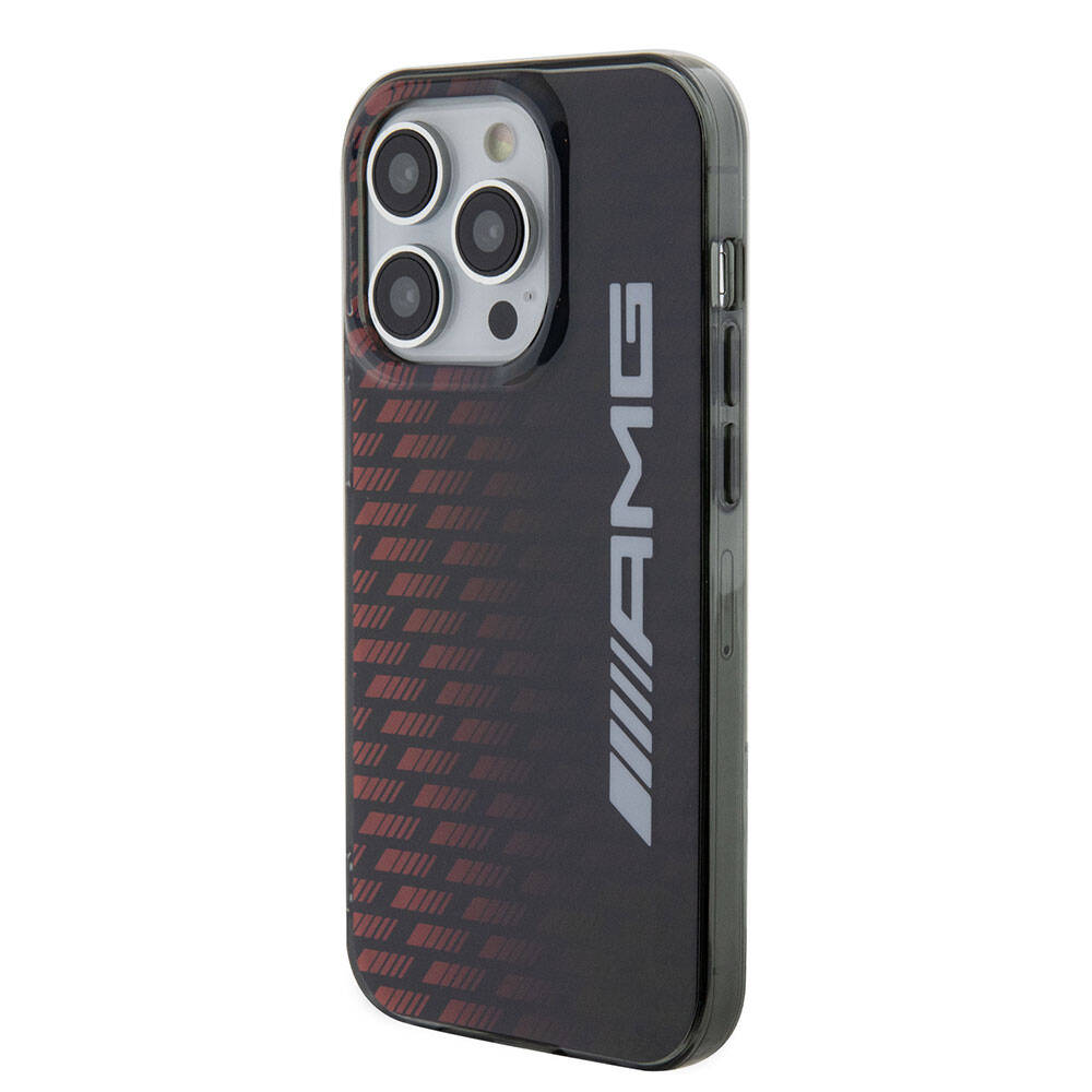 iPhone 15 Pro Max Kılıf AMG Orjinal Lisanslı Çift Katmanlı Büyük Logolu Dörtgen Şerit Desenli Kılıf Siyah
