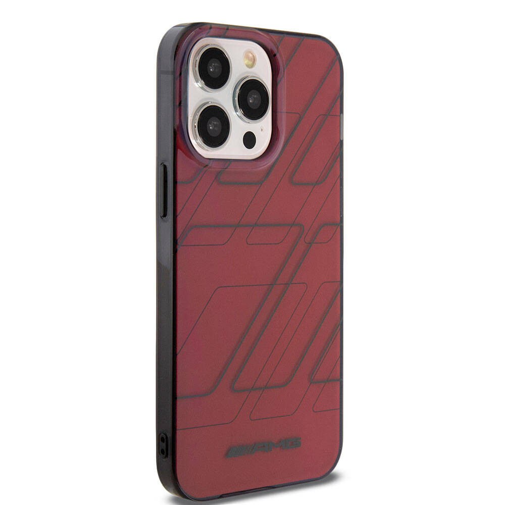 iPhone 15 Pro Max Kılıf AMG Orjinal Lisanslı Çift Katmanlı Dörtgen Desenli Kılıf Kırmızı