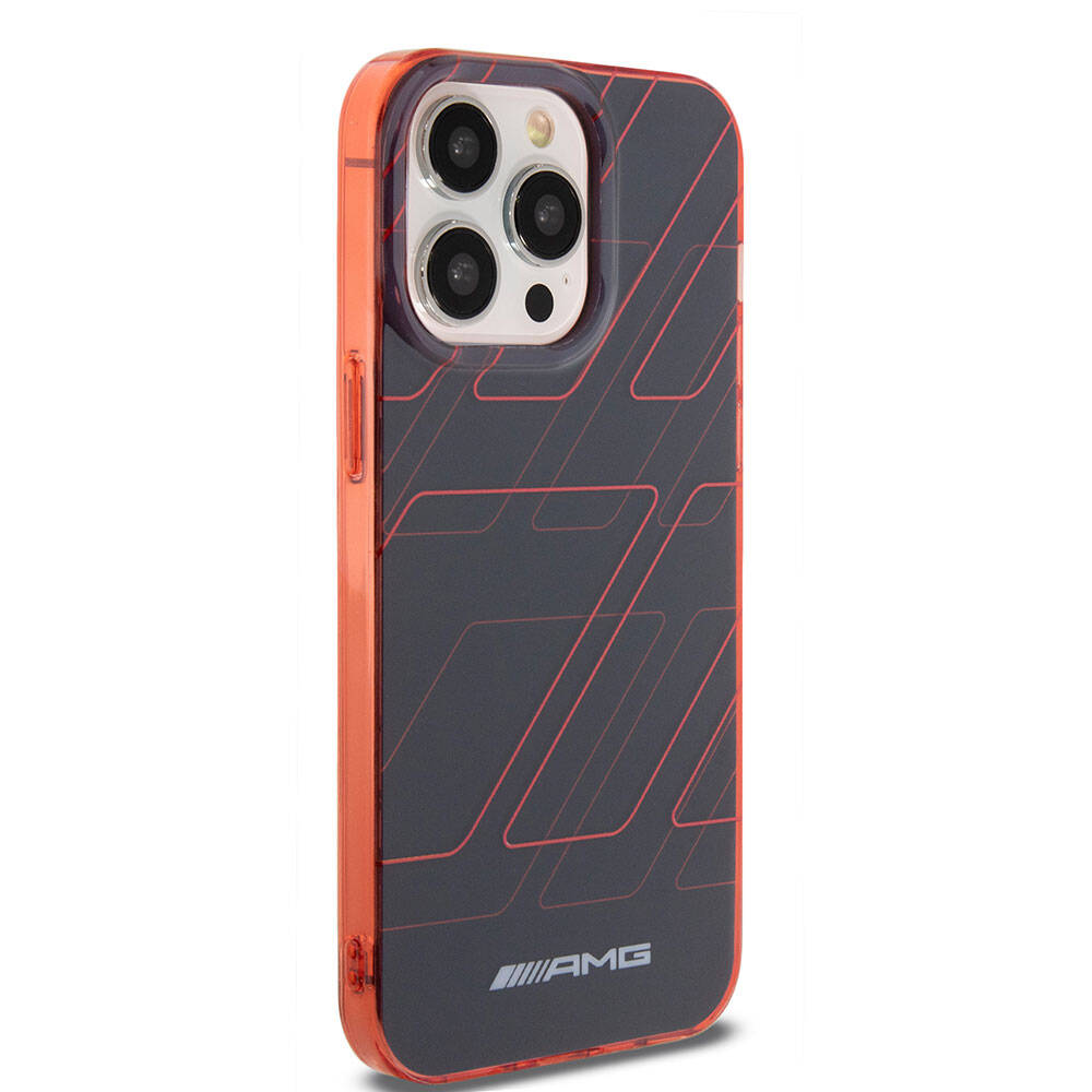 iPhone 15 Pro Max Kılıf AMG Orjinal Lisanslı Çift Katmanlı Dörtgen Desenli Kılıf Kırmızı
