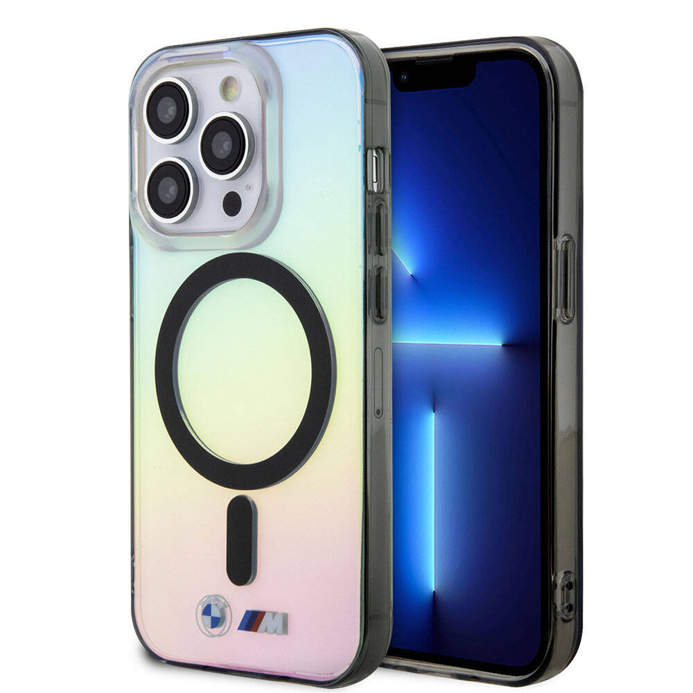 iPhone 15 Pro Max Kılıf BMW Magsafe Şarj Özellikli Transparan Renk Geçişli Iridescent Orjinal Lisanslı Kılıf Karışık