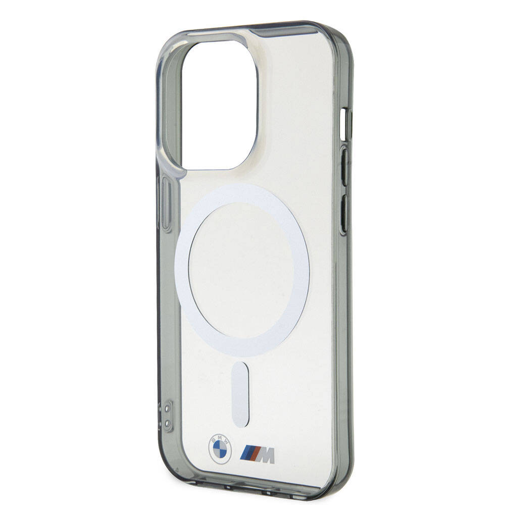 iPhone 15 Pro Max Kılıf BMW Magsafe Şarj Özellikli Transparan Silver Ring Orjinal Lisanslı Kılıf Renksiz