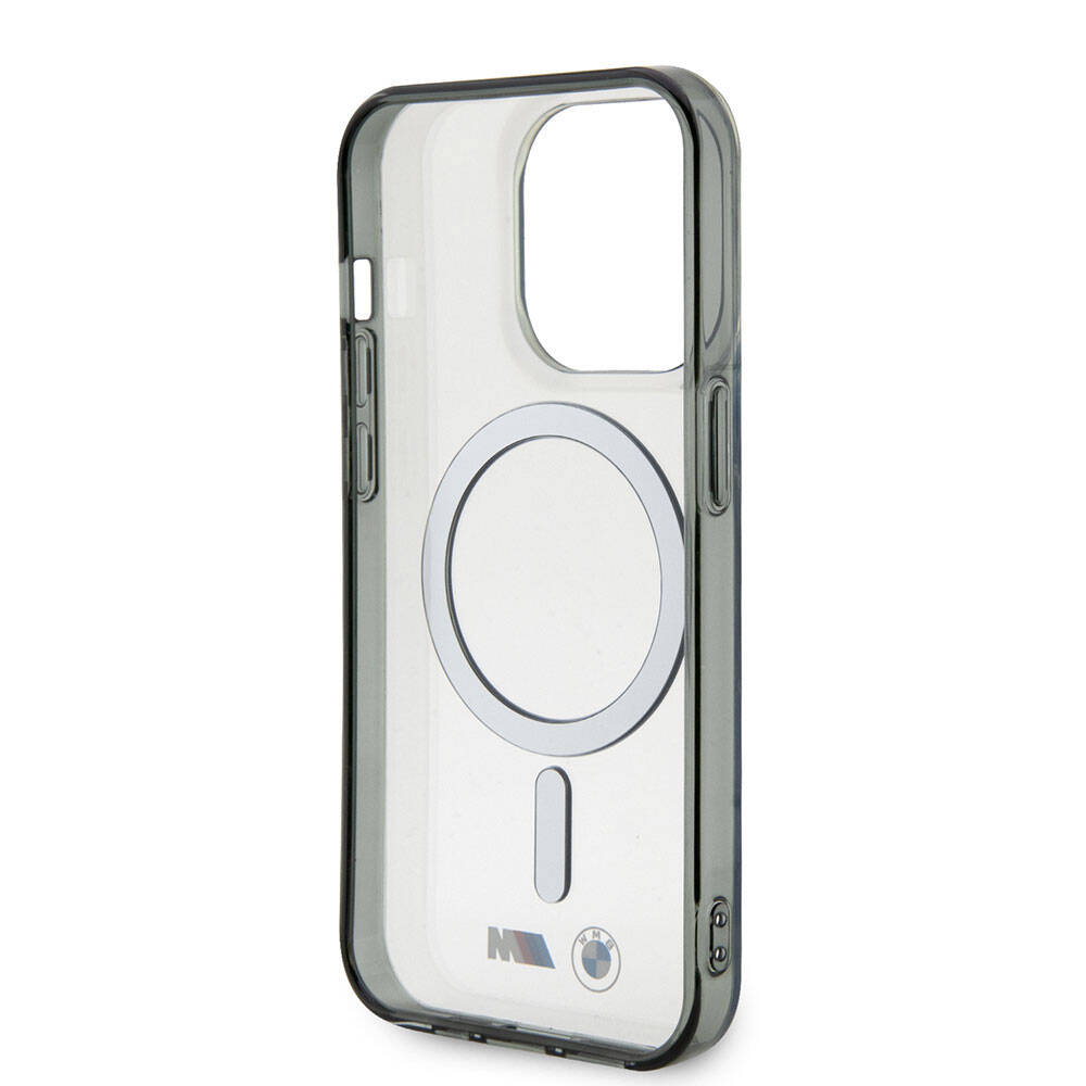 iPhone 15 Pro Max Kılıf BMW Magsafe Şarj Özellikli Transparan Silver Ring Orjinal Lisanslı Kılıf Renksiz
