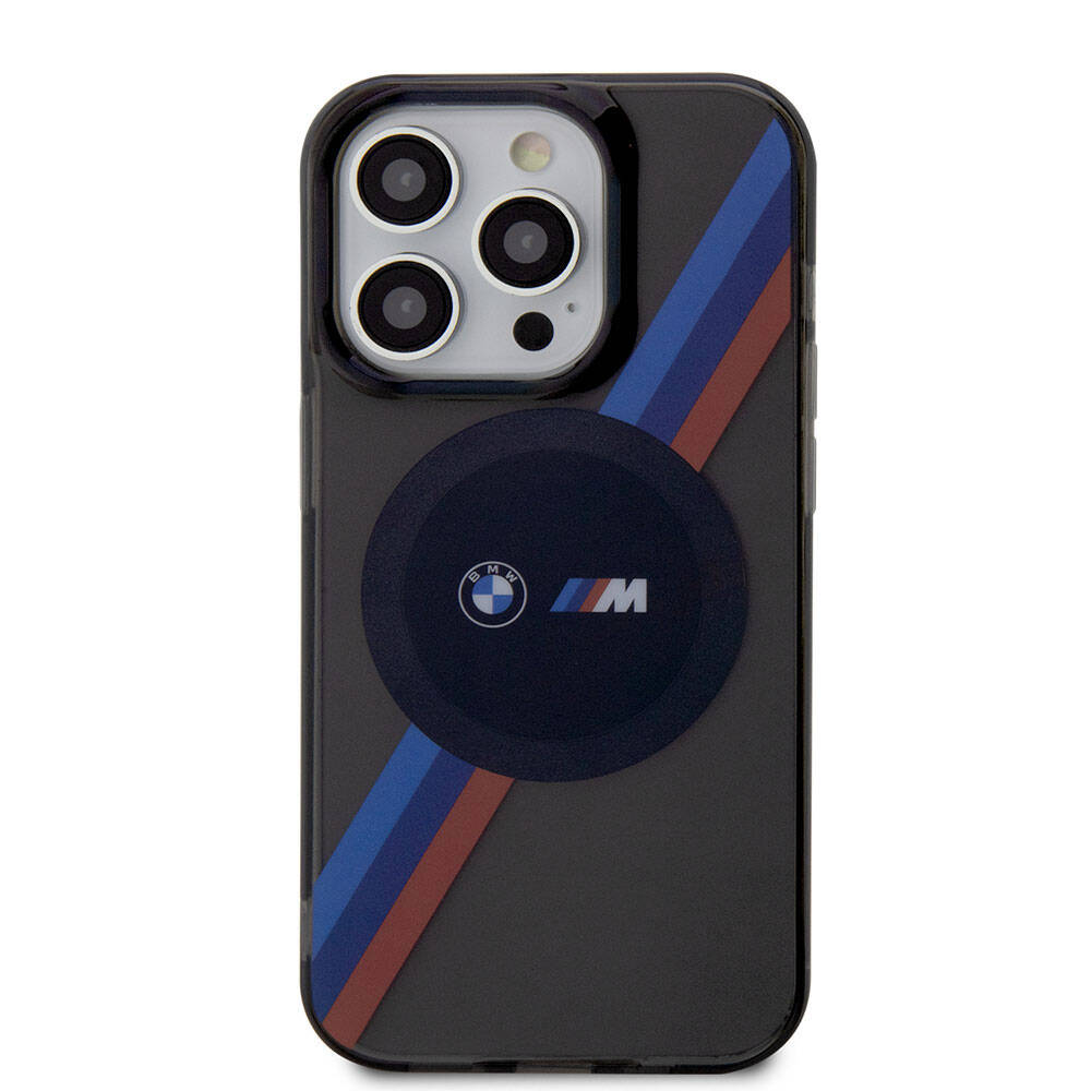 iPhone 15 Pro Max Kılıf BMW Magsafe Şarj Özellikli Transparan Tricolor Stripes Orjinal Lisanslı Kılıf Gri