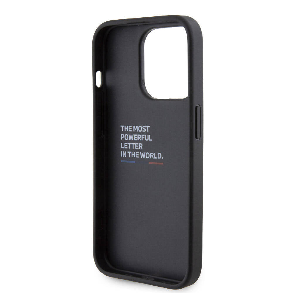 iPhone 15 Pro Max Kılıf BMW Orjinal Lisanslı M Şerit ve Logolu Standlı Kılıf Gri