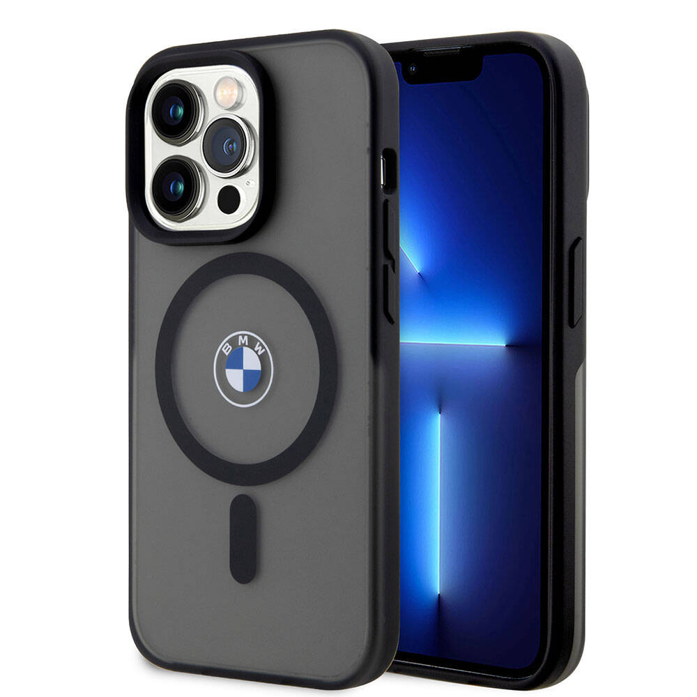 iPhone 15 Pro Max Kılıf BMW Orjinal Lisanslı Magsafe Şarj Özellikli IML Baskı Logolu Buzlu Mat Kılıf Siyah