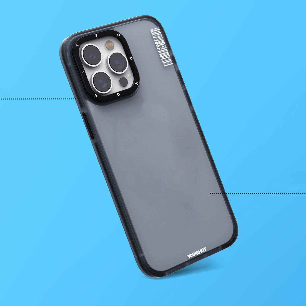 iPhone 15 Pro Max Kılıf Buzlu Mat Tasarım Youngkit Colored Sand Serisi Kılıf Siyah