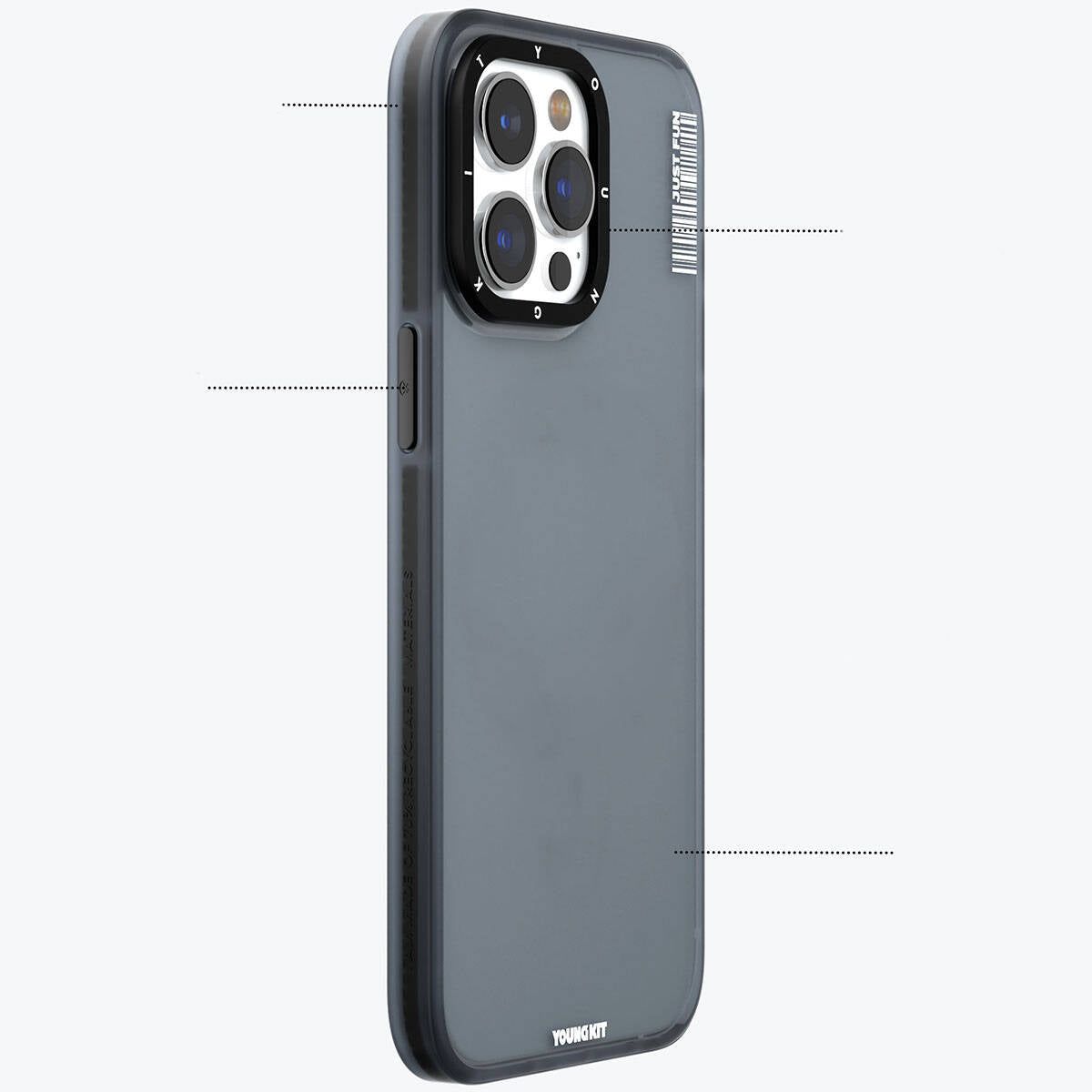 iPhone 15 Pro Max Kılıf Buzlu Mat Tasarım Youngkit Colored Sand Serisi Kılıf Siyah