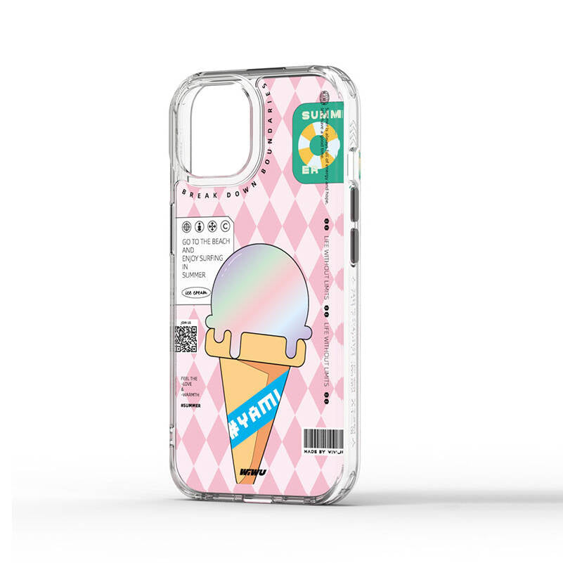 iPhone 15 Pro Max Kılıf Çift Katman Desenli Wiwu Summer Serisi Kılıf Mavi