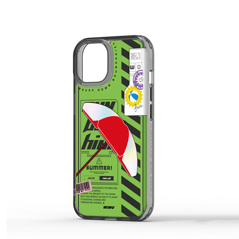 iPhone 15 Pro Max Kılıf Çift Katman Desenli Wiwu Summer Serisi Kılıf Pembe