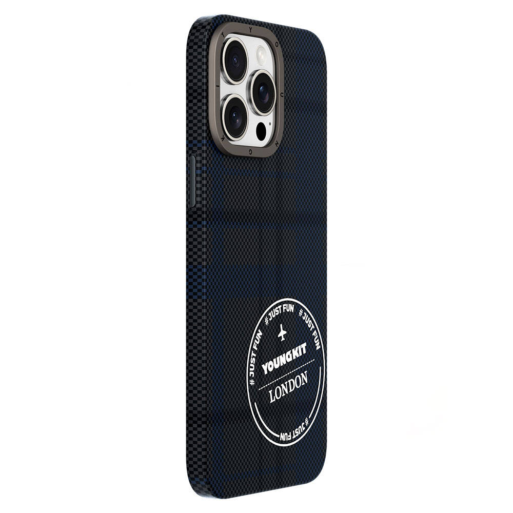 iPhone 15 Pro Max Kılıf Ekose Desenli Youngkit Gezhi Serisi Kılıf Kırmızı