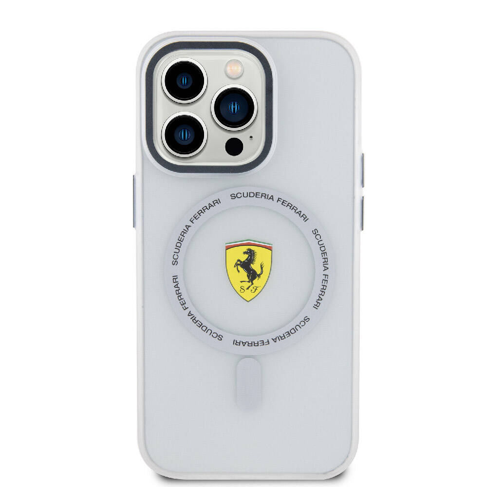 iPhone 15 Pro Max Kılıf Ferrari Orjinal Lisanslı Magsafe Şarj Özellikli Kontrast Bumper SF Ring Kılıf Kırmızı