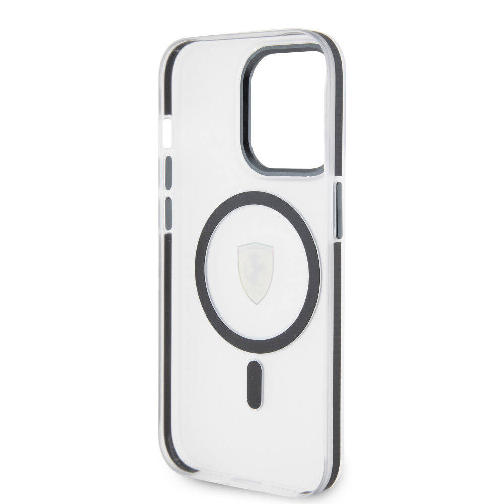 iPhone 15 Pro Max Kılıf Ferrari Orjinal Lisanslı Magsafe Şarj Özellikli Kontrast Bumper SF Ring Kılıf Kırmızı
