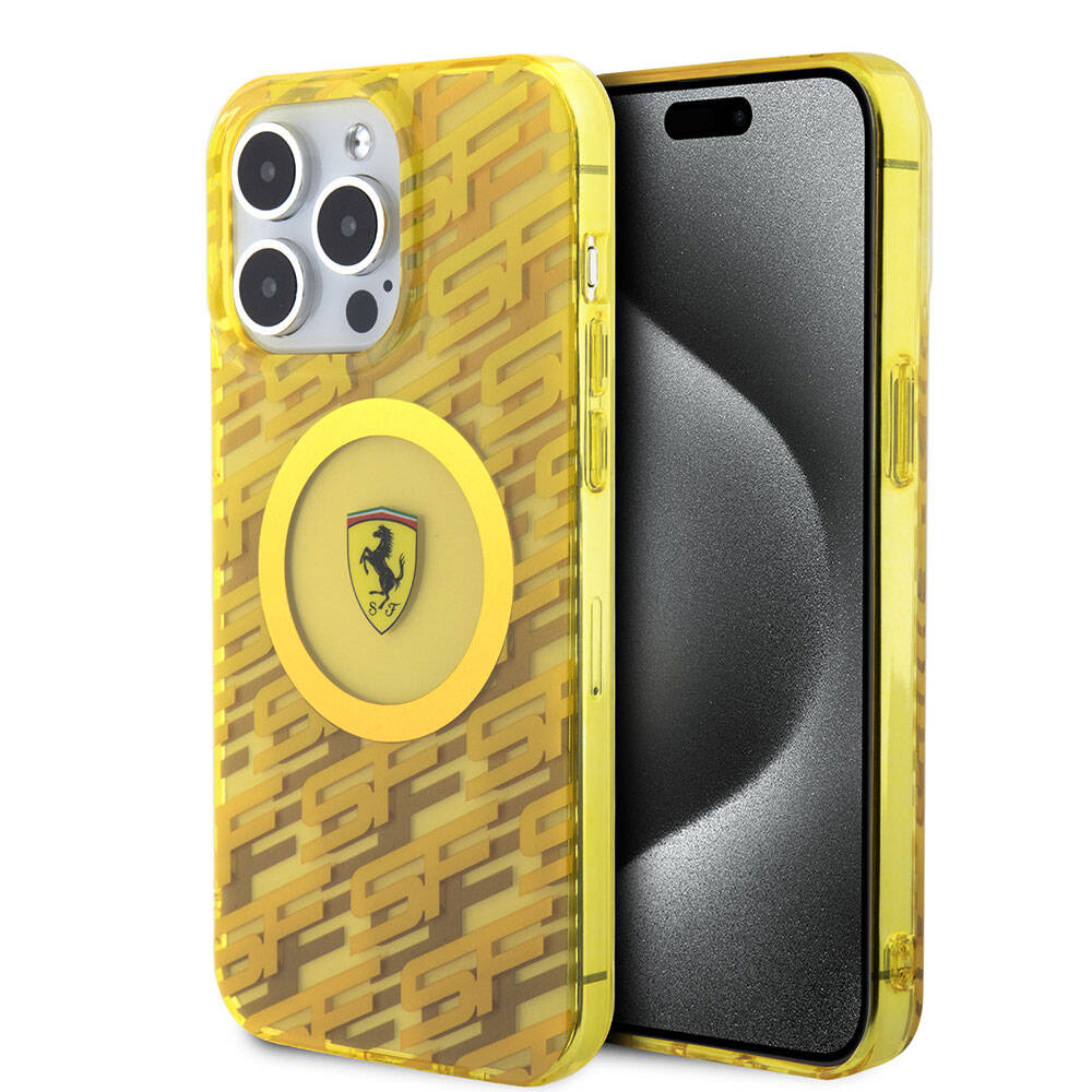 iPhone 15 Pro Max Kılıf Ferrari Orjinal Lisanslı Magsafe Şarj Özellikli Multi SF Kılıf Sarı