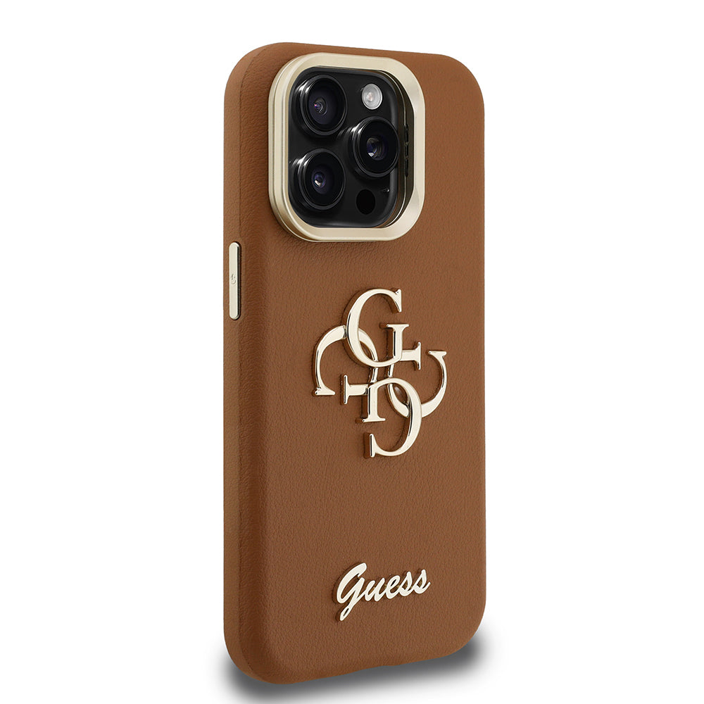 Apple iPhone 15 Pro Max Kılıf Guess Orjinal Lisanslı Grained Yazı Logolu Kamera Standlı Kapak Siyah