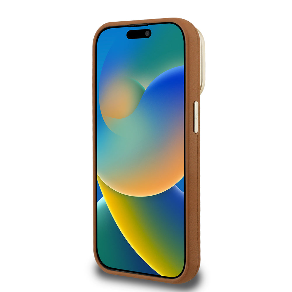Apple iPhone 15 Pro Max Kılıf Guess Orjinal Lisanslı Grained Yazı Logolu Kamera Standlı Kapak Siyah