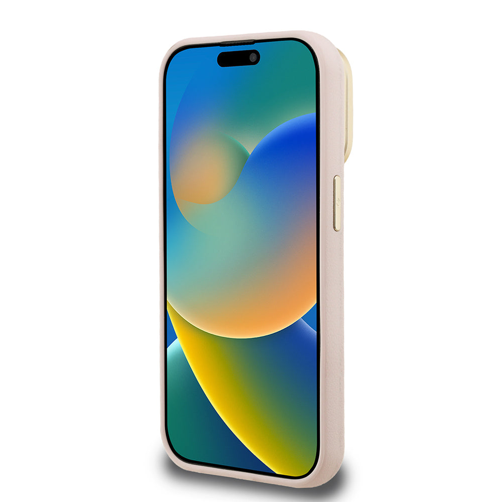 Apple iPhone 15 Pro Max Kılıf Guess Orjinal Lisanslı Grained Yazı Logolu Kamera Standlı Kapak Siyah