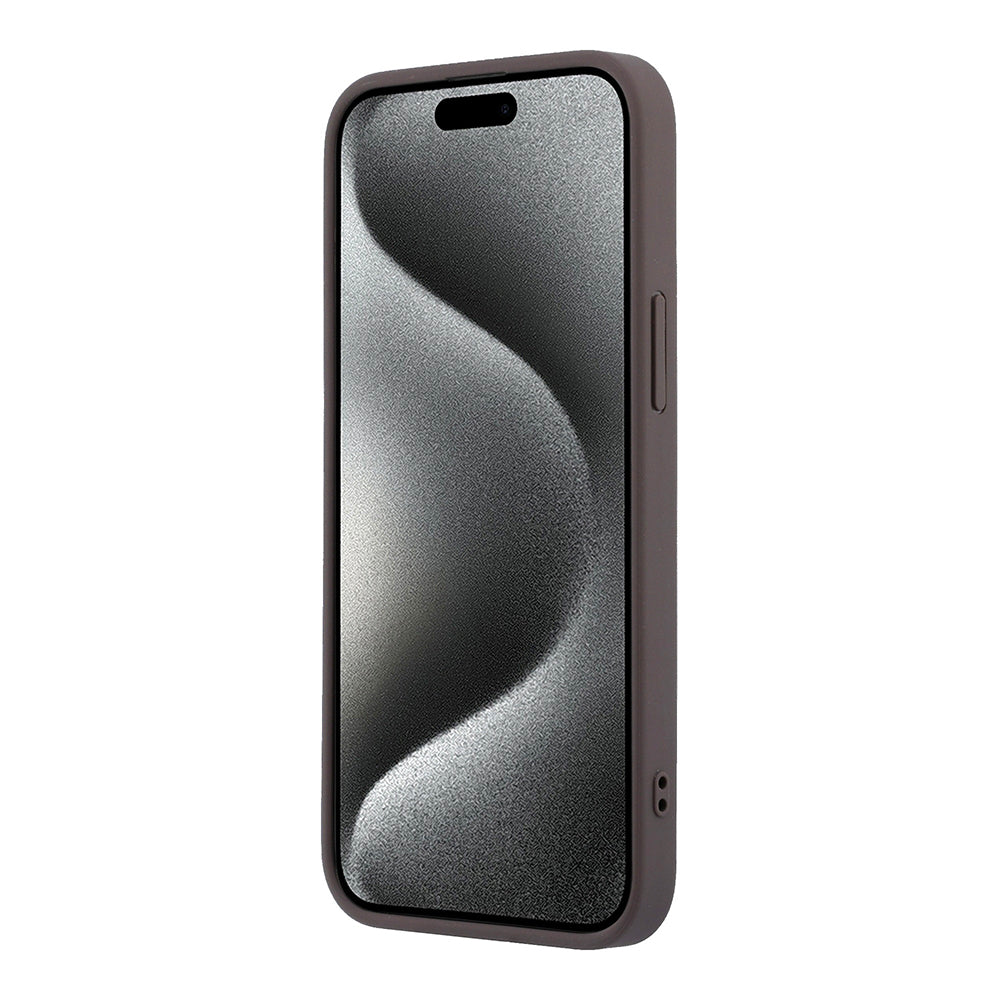 Apple iPhone 15 Pro Max Kılıf Guess Orjinal Lisanslı M-safe Kabartmalı 4G Desenli Yazı Logolu Kapak Kahverengi
