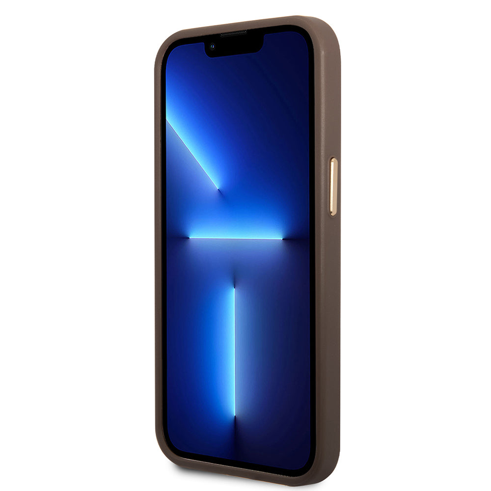 Apple iPhone 15 Pro Max Kılıf Guess Orjinal Lisanslı M-safe Şarj Özellikli 4G Desenli PU Metal Plaka Klasik Logolu Kapak Siyah