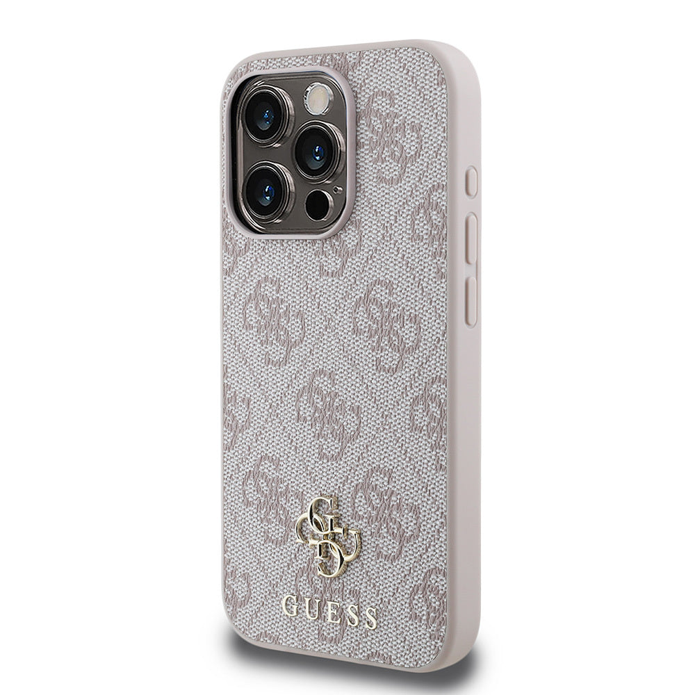 Apple iPhone 15 Pro Max Kılıf Guess Orjinal Lisanslı Magsafe Şarj Özellikli Small 4G Classic Kapak Pembe