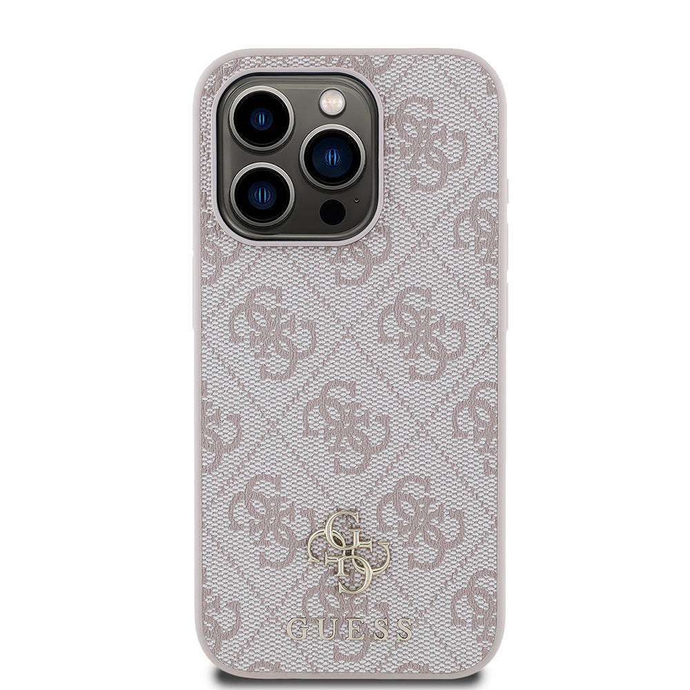 Apple iPhone 15 Pro Max Kılıf Guess Orjinal Lisanslı Magsafe Şarj Özellikli Small 4G Classic Kapak Pembe