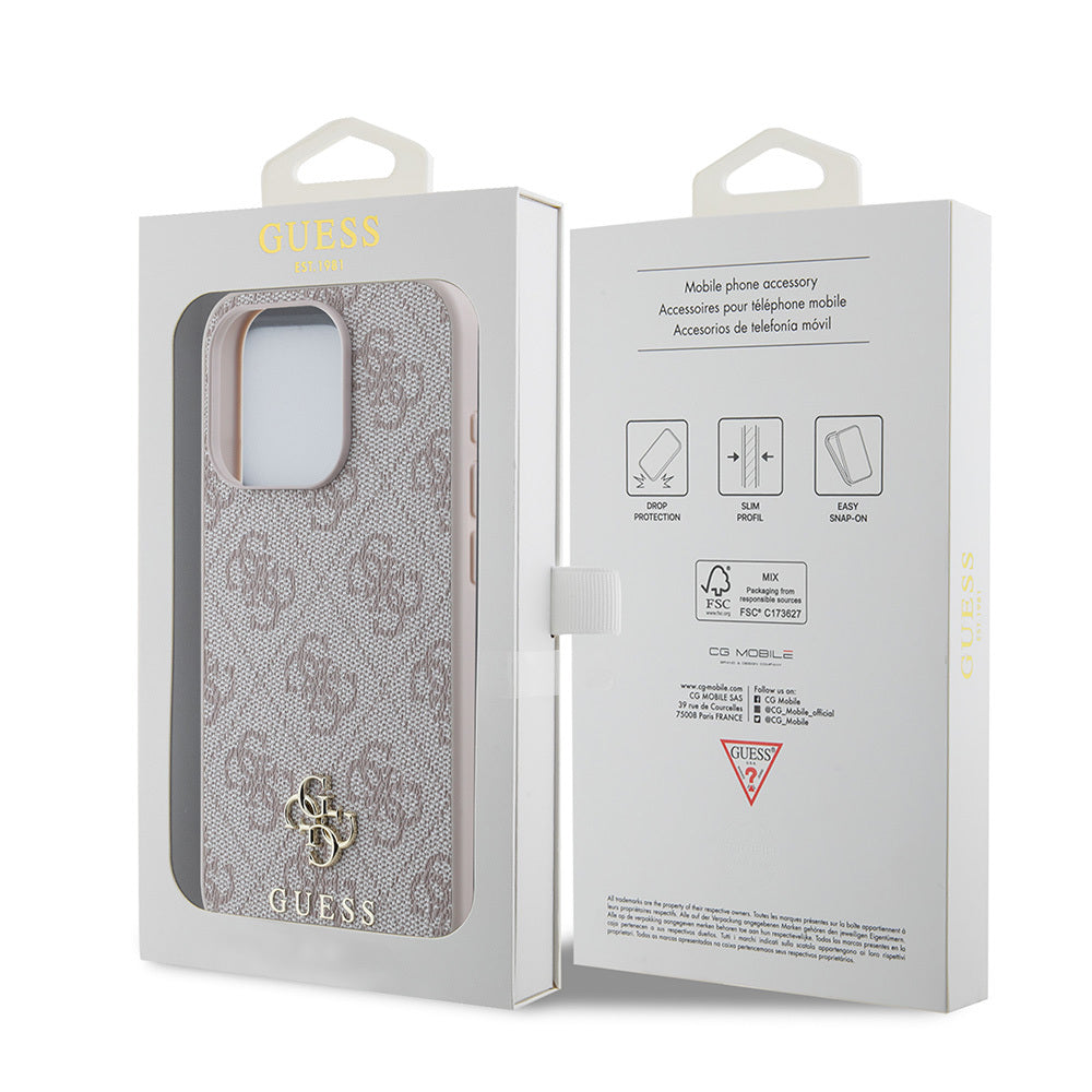 Apple iPhone 15 Pro Max Kılıf Guess Orjinal Lisanslı Magsafe Şarj Özellikli Small 4G Classic Kapak Pembe