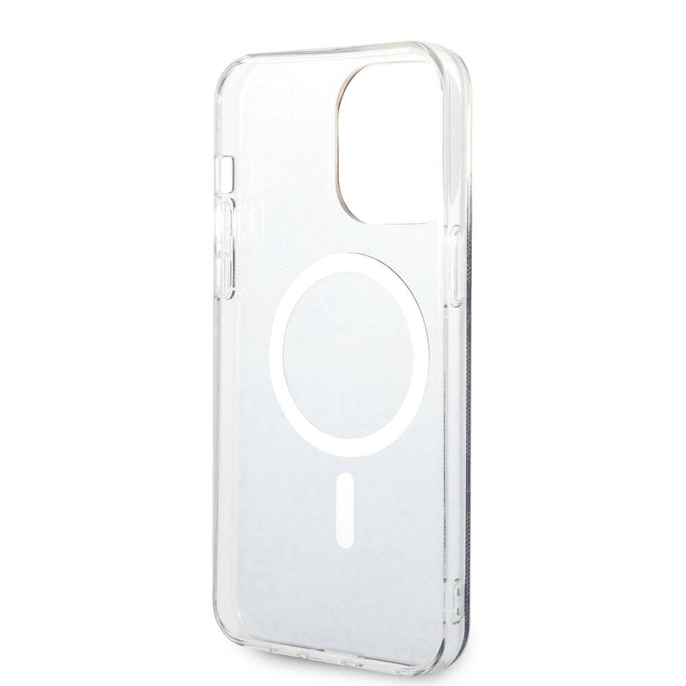 Apple iPhone 15 Pro Max Kılıf Guess Orjinal Lisanslı Magsafe Şarj Özellikli Yazı Logolu 4G Desenli Kapak Kahverengi