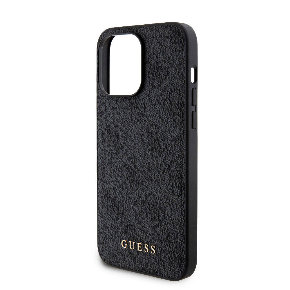 Apple iPhone 15 Pro Max Kılıf Guess Orjinal Lisanslı Magsafe Şarj Özellikli Yazı Logolu 4G Desenli Kapak + Powerbank 5000mAh 2in1 Set Kahverengi